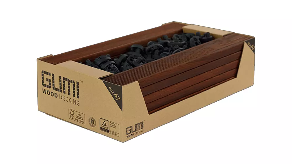 Klickfliese Gumideck Box A7 Thermoesche, 16 Dielen 21x70mm, Länge 51,4cm, Deckfläche 0,613 m² Klickfliese Gumideck Box A7 Thermoesche, 16 Dielen 21x70mm, Länge 51,4cm, Deckfläche 0,613 m²