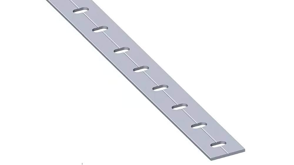 Flachstahl 1,5x35,5mm, verzinkt, Langlochung rund 6x12mm, Länge 2,50m