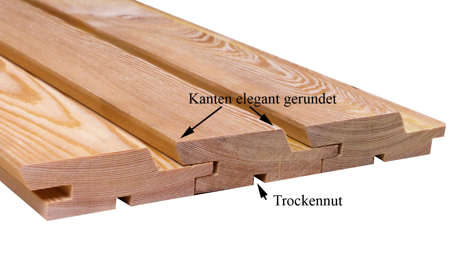 Fassadenprofil Trendliner, sib. Lärche, 27x96mm, Länge 5,10m, elegant geh. A/B Sort. Fassadenprofil Trendliner, sib. Lärche, 27x96mm, Länge 5,10m, elegant geh. A/B Sort.