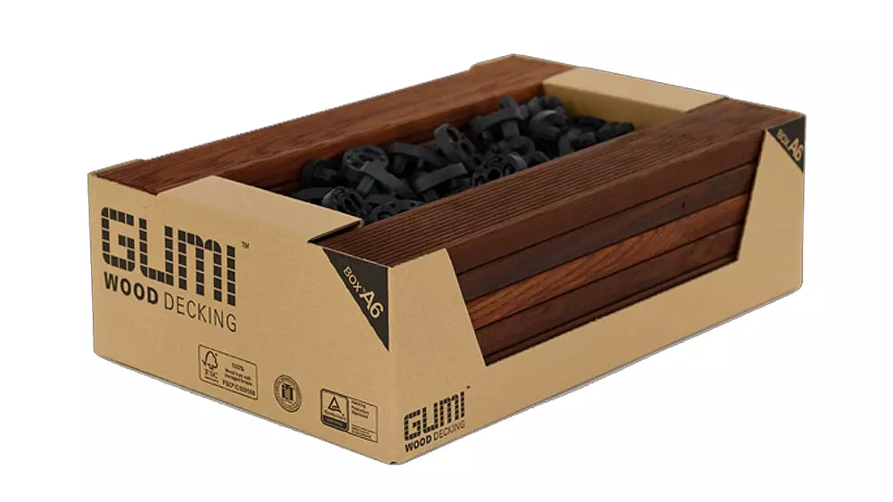 Klickfliese Gumideck Box A6 Thermoesche, 16 Dielen 21x70mm, Länge 44,0cm, Deckfläche 0,526 m² Klickfliese Gumideck Box A6 Thermoesche, 16 Dielen 21x70mm, Länge 44,0cm, Deckfläche 0,526 m²