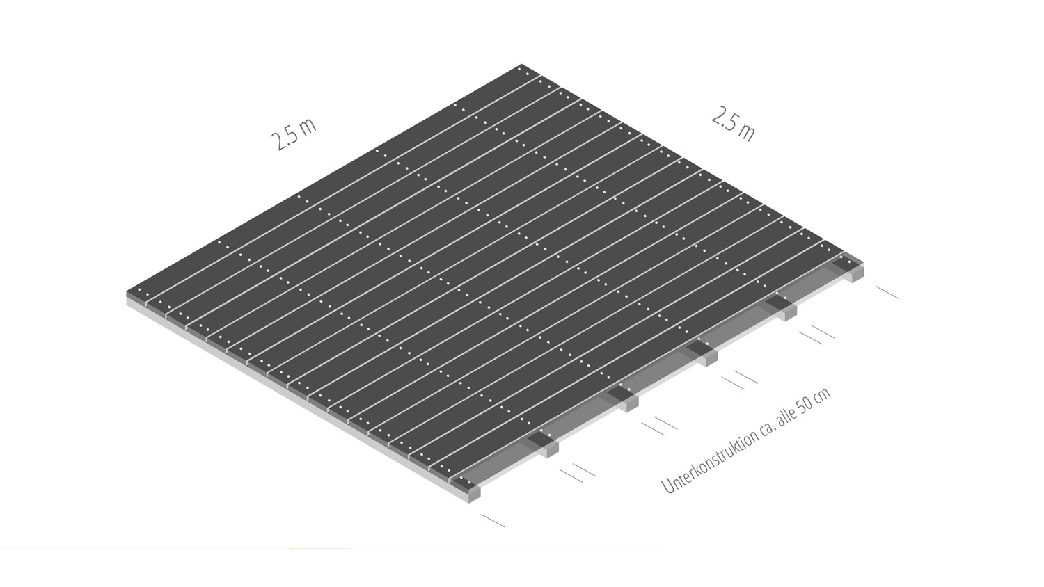 Bausatz Terrasse Freisitz, sib. Lärche Flex fein/fein, 2,50 x 2,50m