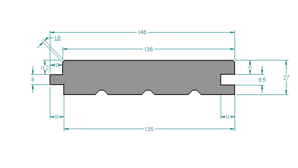 NORDIKA SONDERANGEBOT Rauspund/ Massivholzdiele Kiefer 27x146mm, Länge 4,20m, getrocknet, Mikrofase, B/C