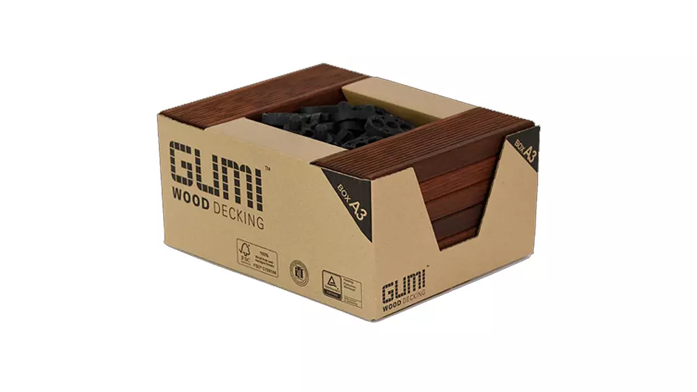 Klickfliese Gumideck Box A3 Thermoesche, 16 Dielen 21x70mm, Länge 21,4cm, Deckfläche 0,263 m² Klickfliese Gumideck Box A3 Thermoesche, 16 Dielen 21x70mm, Länge 21,4cm, Deckfläche 0,263 m²
