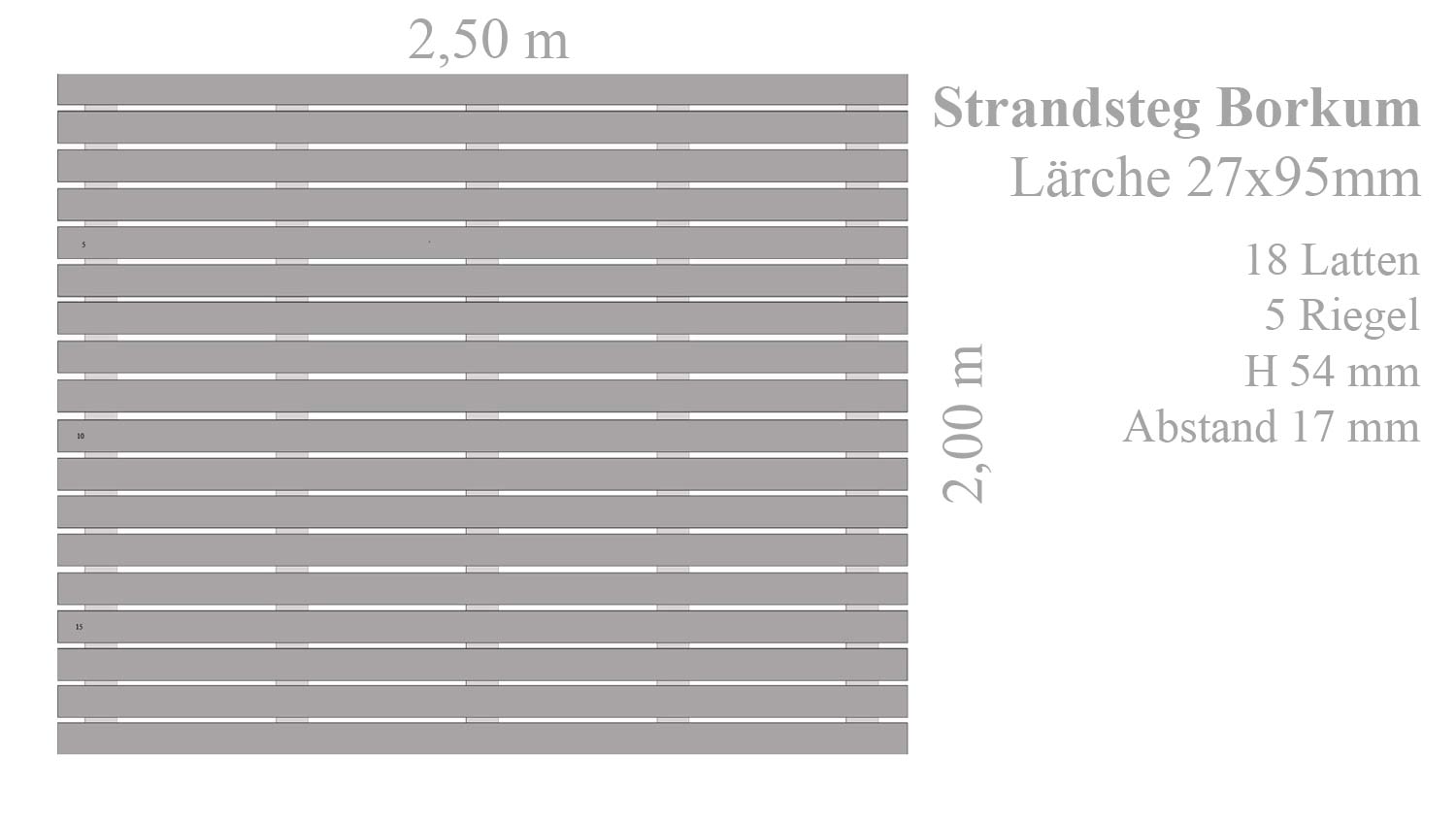 Strandsteg Borkum, Lärche 2,50 x 2,00m