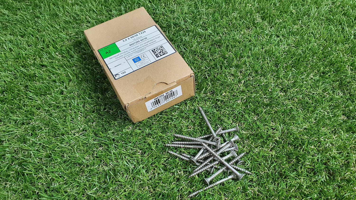 A2 Schrauben 5,0x60/36mm TX25, Senkkopf, ohne Bohrspitze, 100 Stck./Pack. A2 Schrauben 5,0x60/36mm TX25, Senkkopf, ohne Bohrspitze, 100 Stck./Pack.