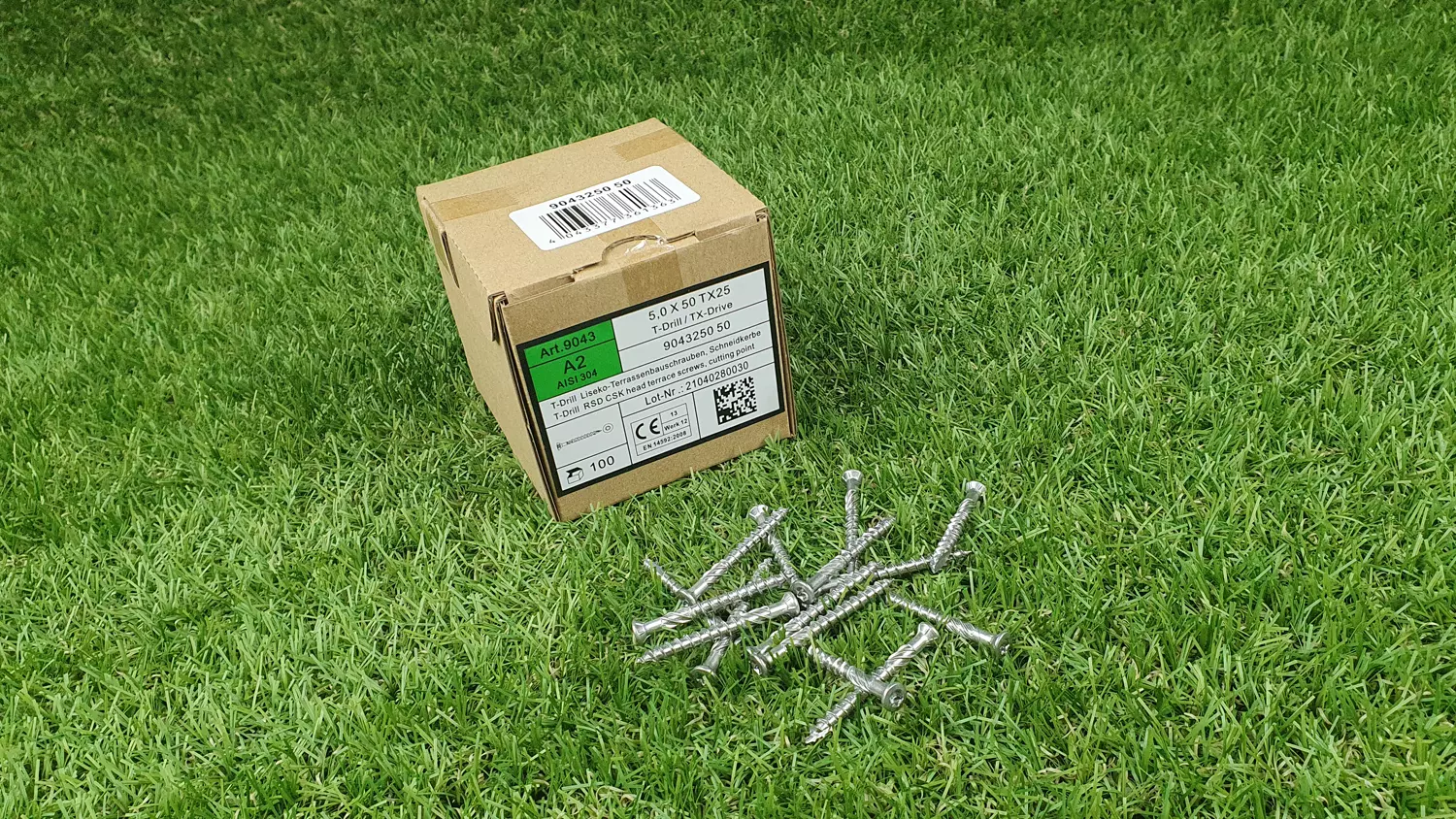 A2 Liseko T-Drill Terrassenschrauben 5,0x50/32mm mit Schneidkerbe, TX 25, 100 Stck./Pack